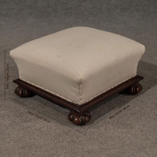 fig 1. Antique Small Foot Stool Gout Rest Low Seat English Victorian Mahogany c1850