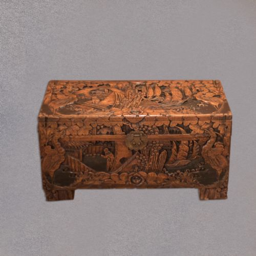 fig 1. Mid-Century Carved Camphor Wood Trunk