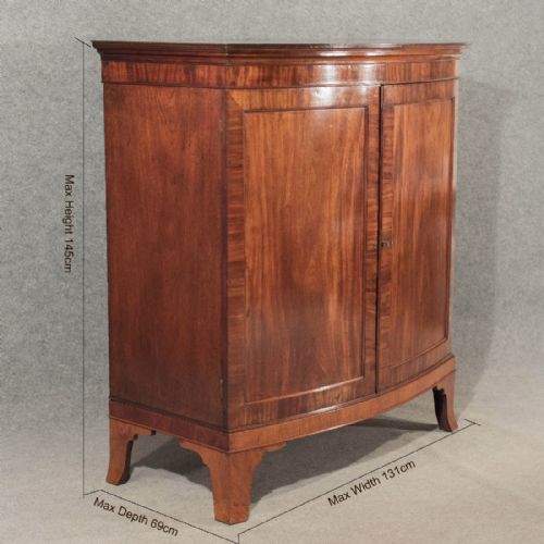 fig 1. Antique Bow Front Large Cabinet Linen Press Quality Flame Mahogany English c1870