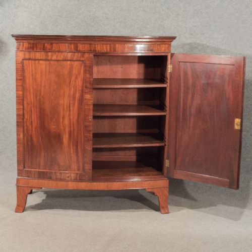 fig 2. Antique Bow Front Large Cabinet Linen Press Quality Flame Mahogany English c1870
