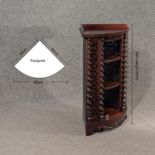 fig 1. Antique Corner Whatnot Display Cabinet in Fine Rosewood English Victorian c1850