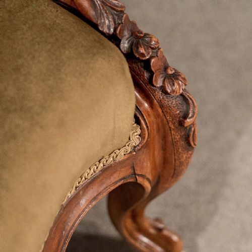fig 3. Antique Armchair Salon Easy Chair Quality Walnut Frame English Victorian c1880