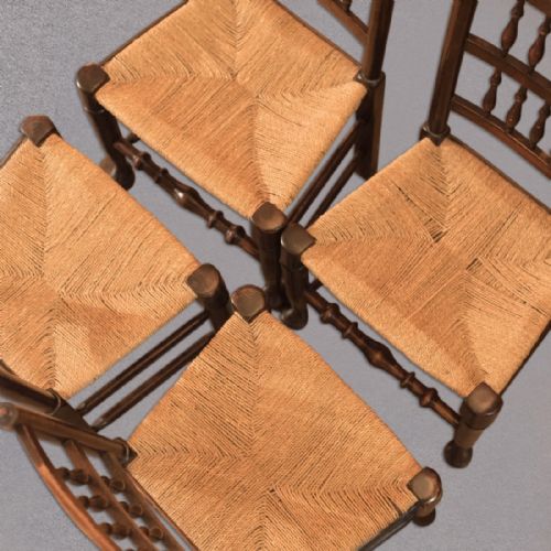 fig 1. Set of 4 Victorian Spindle Back Chairs, Oak c.1900