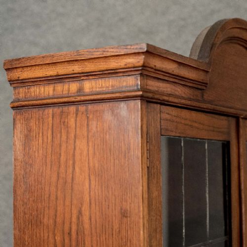 fig 3. Antique Bookcase Display Cabinet Oak English Quality Lead Glass Edwardian c1910