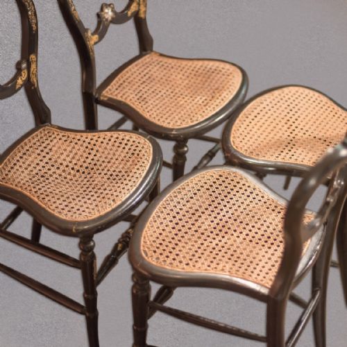 fig 1. Victorian Set of Four Antique Dining Chairs, Lacquered