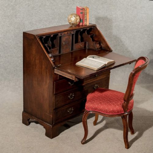 Antique Bureau Writing Desk Mahogany Edwardian English Quality Interior C1910