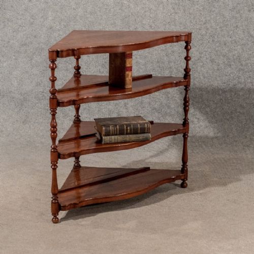 Antique Oak Corner Whatnot Bookcase Display Lamp Table English Victorian C1900
