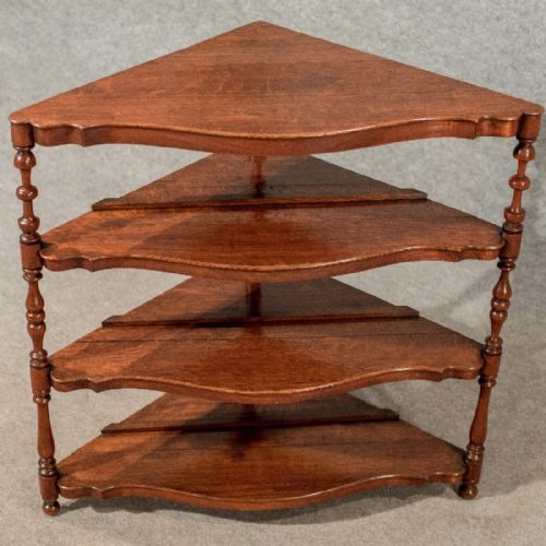 fig 2. Antique Oak Corner Whatnot Bookcase Display Lamp Table English Victorian c1900