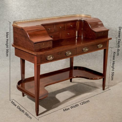 fig 1. Antique Writing Desk Bureau Victorian Mahogany Quality Bon Heur Du Jour c1850