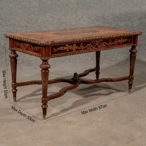 fig 1. Antique Italian Coffee Side Table Gilt Metal & Fine Marquetry 19th Century c1900