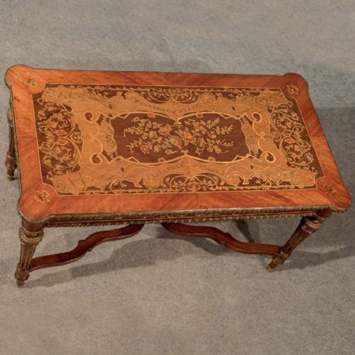 fig 2. Antique Italian Coffee Side Table Gilt Metal & Fine Marquetry 19th Century c1900