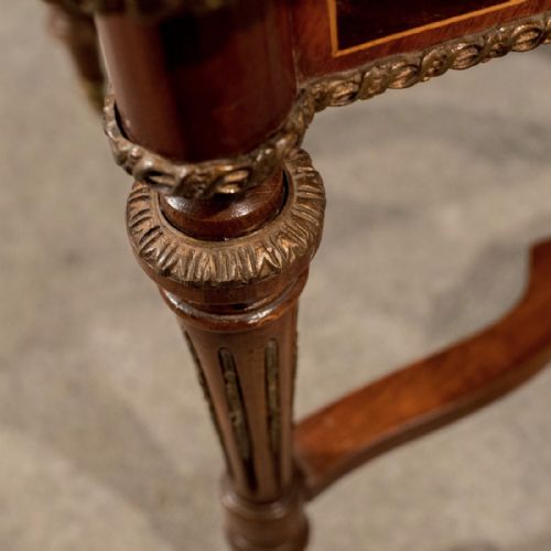 fig 4. Antique Italian Coffee Side Table Gilt Metal & Fine Marquetry 19th Century c1900