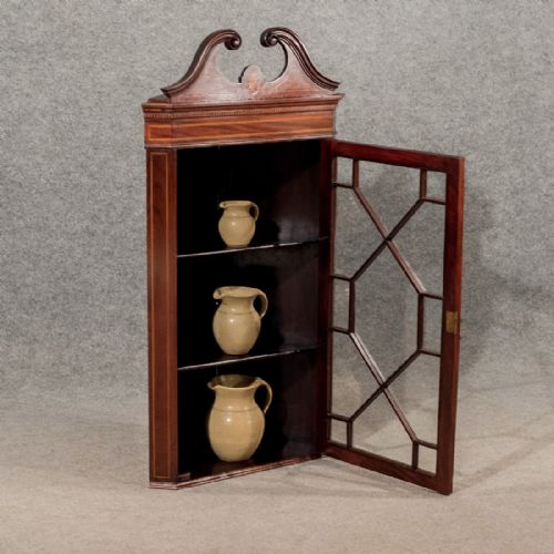 Antique Corner Display Cabinet Astragal Glazed Quality Victorian Mahogany C1900
