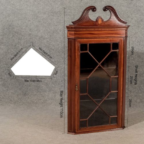 fig 1. Antique Corner Display Cabinet Astragal Glazed Quality Victorian Mahogany c1900