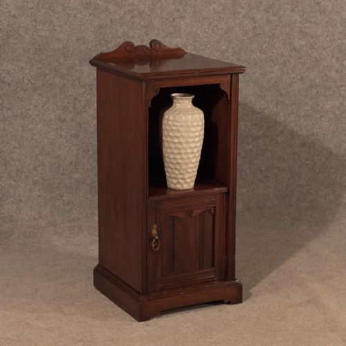 Antique Walnut Small Side Cabinet Pot Cupboard Bedside Table - Edwardian C1900