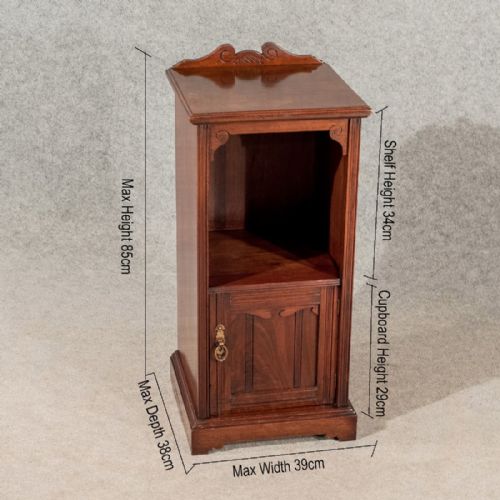 fig 1. Antique Walnut Small Side Cabinet Pot Cupboard Bedside Table - Edwardian c1900