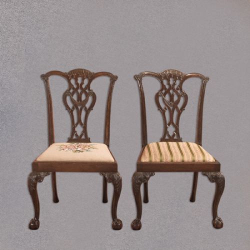 Pair of Antique Dining Chairs, Victorian After Chippendale