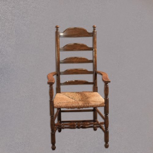 fig 2. Pair of Antique Elbow Chairs, Dining Ladderbacks c.1900