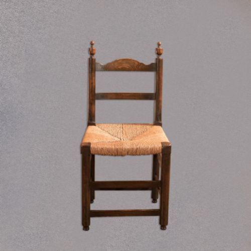 fig 1. Set of 8 Antique Dining Chairs, Rush Seats, c.1900