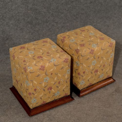 fig 2. Antique Pair of Fireside Stools Footstools Pouffes Top Quality Upholstery c1900