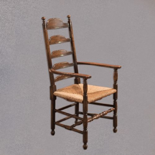 Antique Elbow Chair, Dining Ladderback C.1900