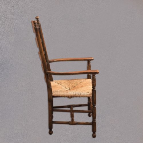 fig 2. Antique Elbow Chair, Dining Ladderback c.1900
