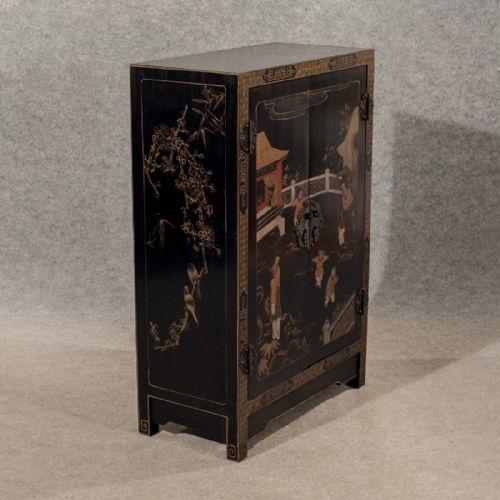 fig 1. Antique Side Cabinet Cupboard Oriental Asian Mid-20th-Century