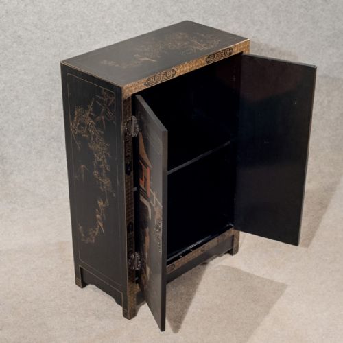 fig 2. Antique Side Cabinet Cupboard Oriental Asian Mid-20th-Century