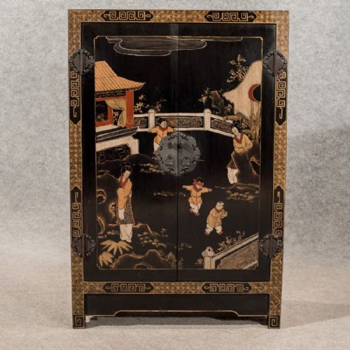 fig 3. Antique Side Cabinet Cupboard Oriental Asian Mid-20th-Century