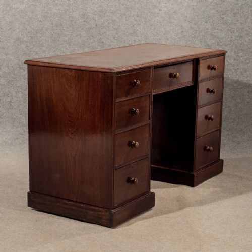 fig 2. Antique Writing Study Pedestal Desk Leather Top Victorian Mahogany Quality c1890