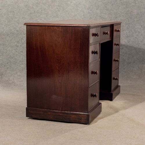 fig 4. Antique Writing Study Pedestal Desk Leather Top Victorian Mahogany Quality c1890