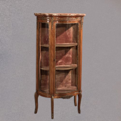 fig 1. Antique French Bombé Vitrine, Display Cabinet c1880