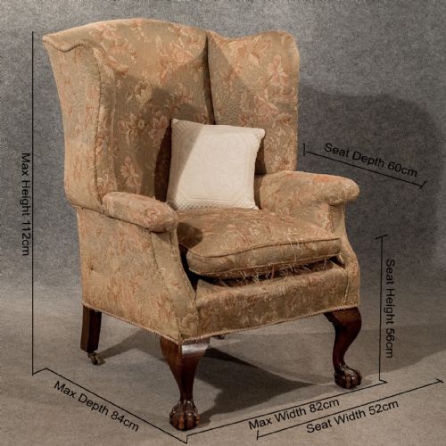 fig 1. Antique Large Wing Armchair Wingback Fireside Chair Fine Shape Victorian c1890