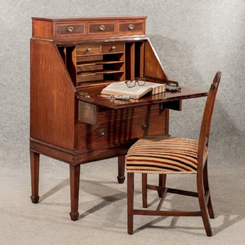 Antique Writing Desk Bureau Edwardian Mahogany Quality Bon Heur Du Jour C1910