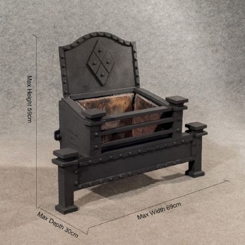fig 1. Antique Fire Grate Free Standing Basket Coal or Wood - Victorian Cast Iron c1900