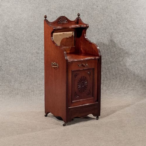 Antique Log Bin Coal Purdonium Cabinet Fire Side Hearth Store Walnut C1910