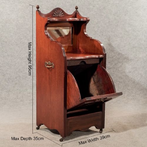 fig 1. Antique Log Bin Coal Purdonium Cabinet Fire Side Hearth Store Walnut c1910