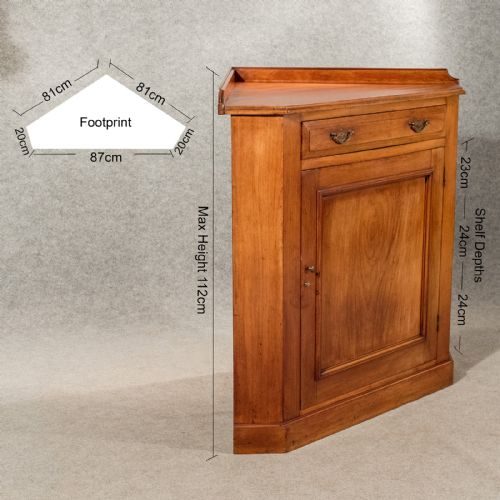 fig 1. Antique Corner Cupboard Display Cabinet Floor Standing Victorian Mahogany c1870