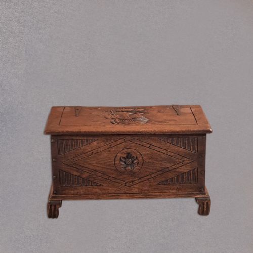 fig 1. Antique Chest, Early C20th Oak Trunk