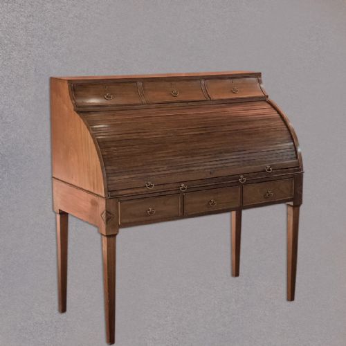 fig 1. Antique Roll Top Desk, George III Mahogany Writing Table