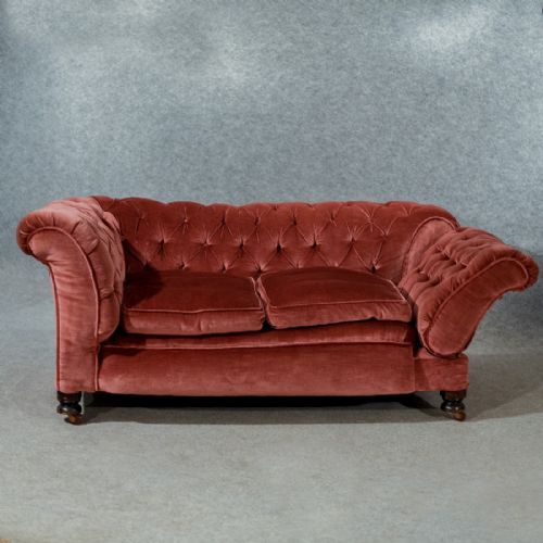 fig 3. Antique Chesterfield Settee Couch Victorian Period Drop End Sofa English c1890