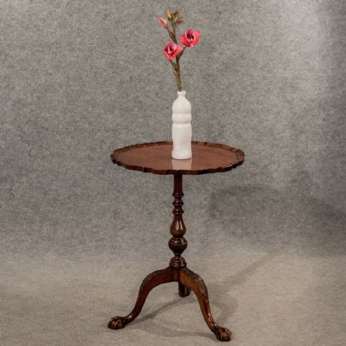 Antique Tripod Wine Side Lamp Table Edwardian Mahogany Quality Pie-crust C1910
