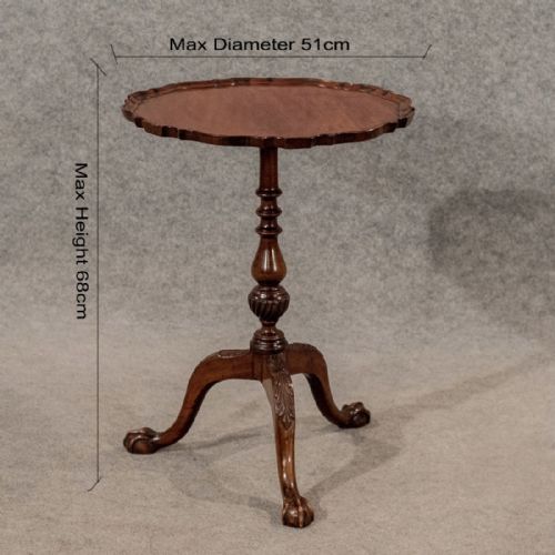 fig 1. Antique Tripod Wine Side Lamp Table Edwardian Mahogany Quality Pie-Crust c1910