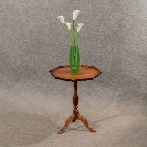Antique Tripod Table Lamp Side Wine Edwardian Quality Book Matched Mahogany C1910