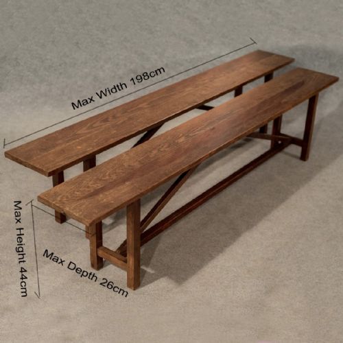 Antique Pair of Oak Benches Pew Country Long Bench Seats English Edwardian C1910