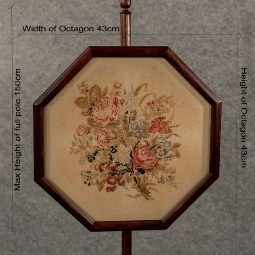 fig 1. Antique Pole Screen Needlepoint Tapestry Stand Quality Rosewood Regency c1820