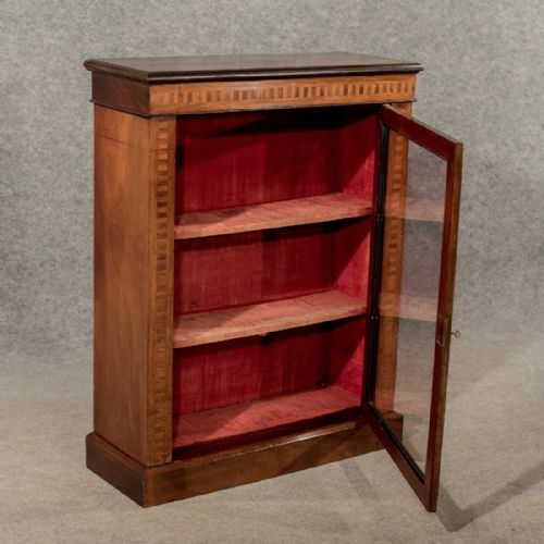 Antique Display Case China Pier Cabinet Quality Victorian Inlaid Mahogany C1900