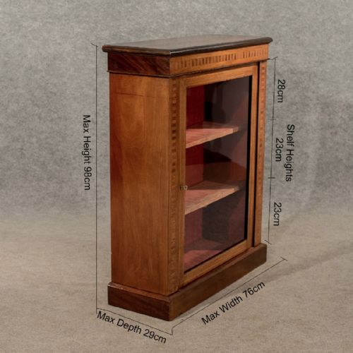 fig 1. Antique Display Case China Pier Cabinet Quality Victorian Inlaid Mahogany c1900