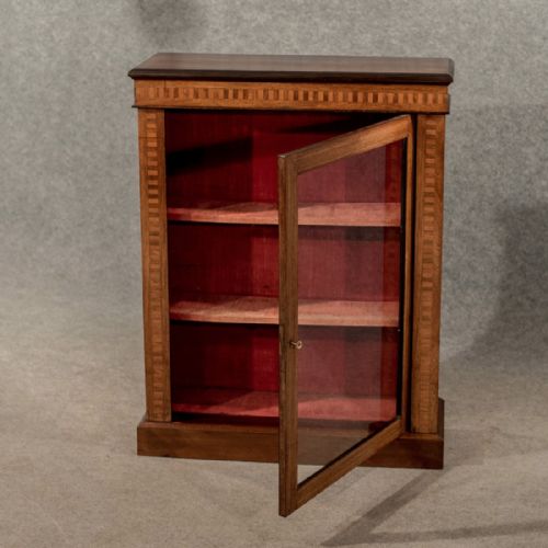 fig 3. Antique Display Case China Pier Cabinet Quality Victorian Inlaid Mahogany c1900