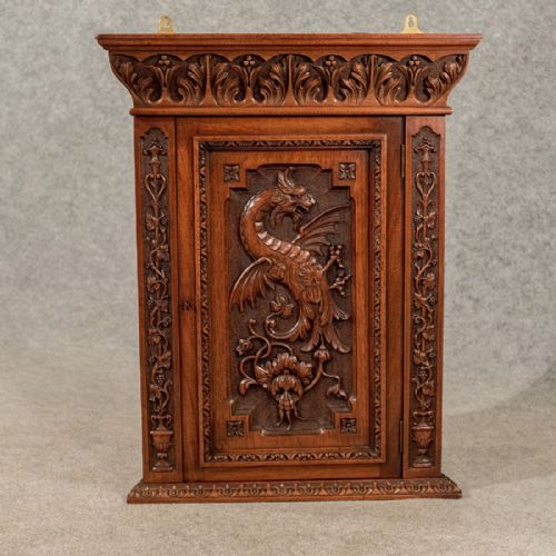 Antique Walnut Carved Corner Cabinet Cupboard Quality Edwardian Oriental C1910